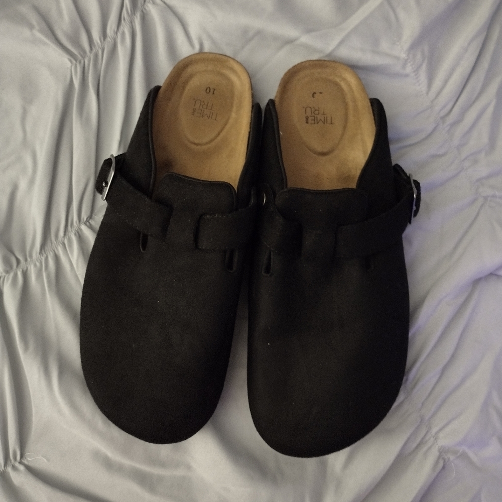 Women's Time and Tru Black Mules Size 10